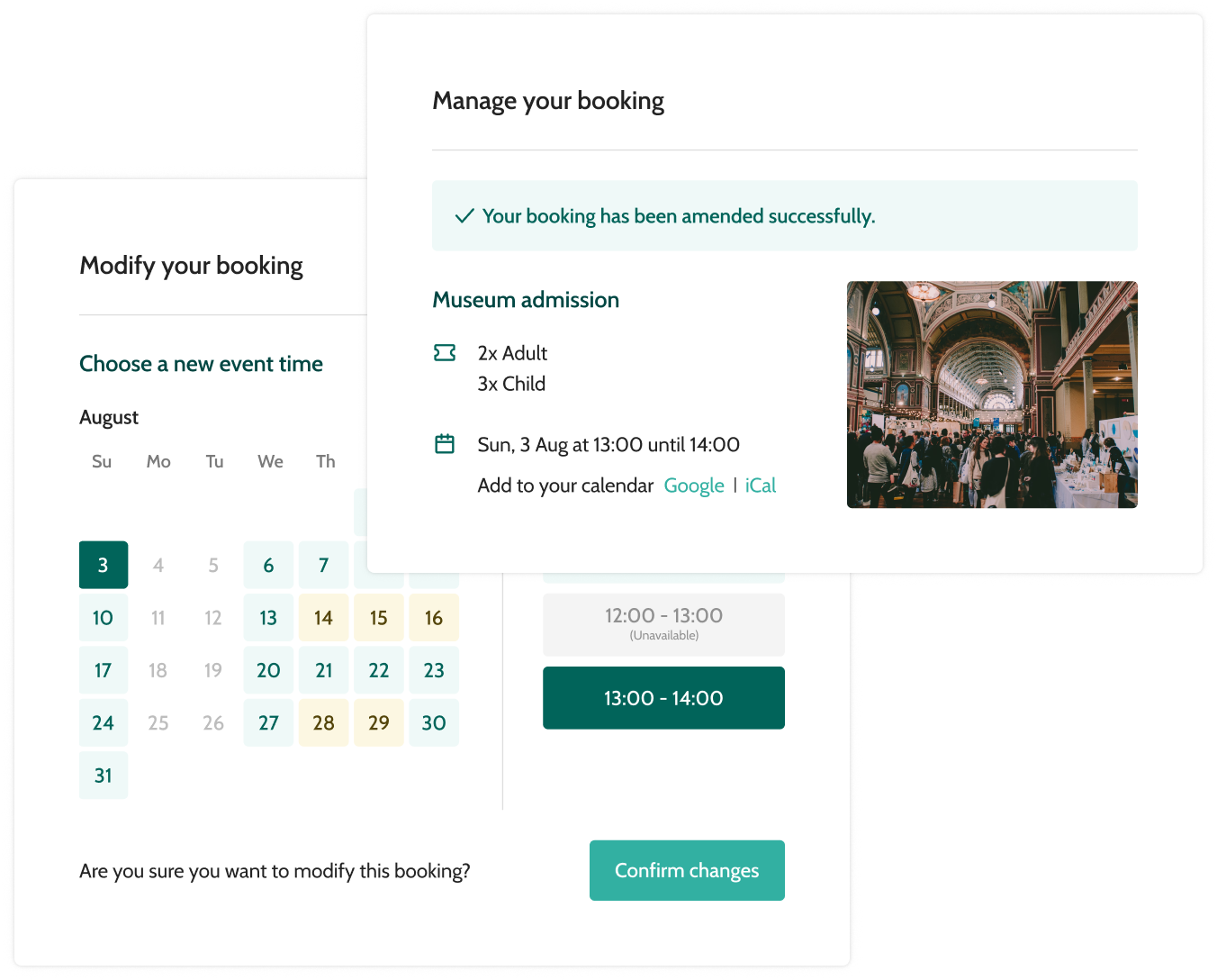 bookings management interface on Beyonk software, making it a great Art Tickets alternative